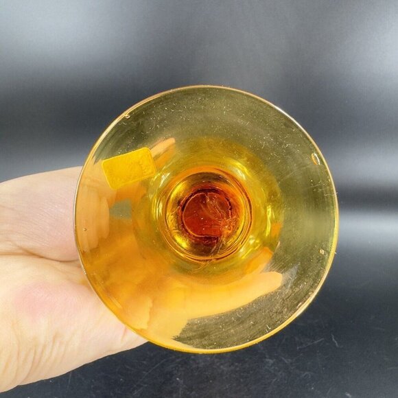 Vintage Venetian Amber Art Glass Vase With Made In Italy Sticker Footed Vase VTG - Picture 7 of 11